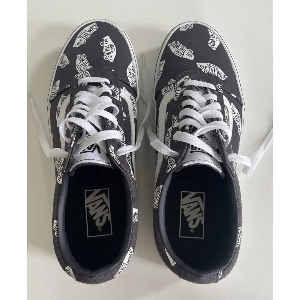 VANS EUC Off The Wall Ward Logo Shoes Mens Sz 8.5 Gray 500714 Canvas Skate Rare